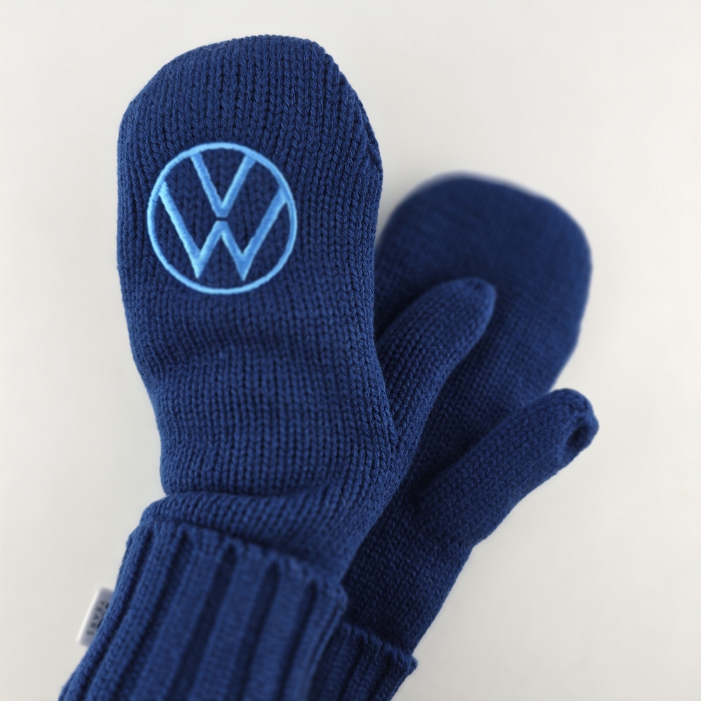 NWT VW Unisex Blue Knit Mitts Fleece Lined Volkswagen 70 Yrs Anniversary S/M